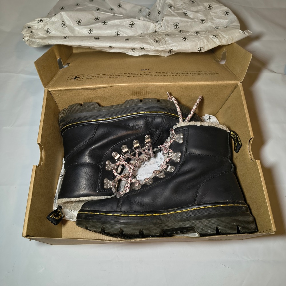 Dr. Martens Combs W Black Wyoming Leather Fur Lined Hiker Boots 27120001 sz 7